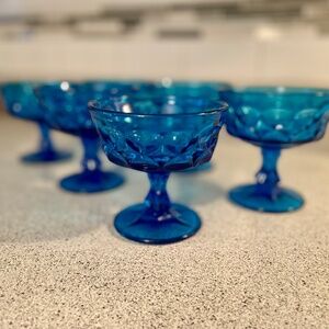 Set of 6 Vintage Cobalt Blue Dessert Glasses